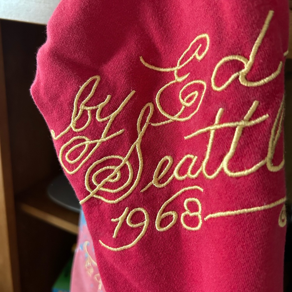 ED HARDY 1990s Vibrant Red and Teal Hoodie - Picture 4 of 5